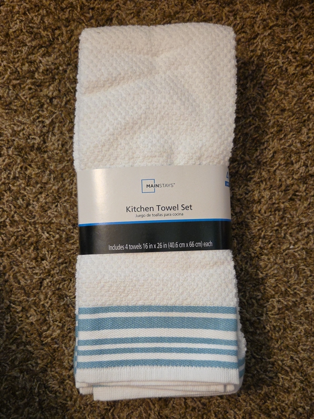 Mainstays 4-Pack 16”x26” Woven Kitchen Towel Set, Topaz